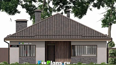Проект одноэтажного дома 12 на 16, площадью 150 м² с террасой и 4 спальнями — фасад 3