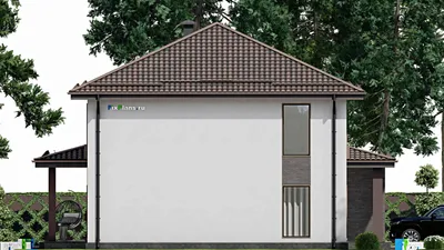 Проект двухэтажного дома 13 на 16, площадью 250 м² с террасой, гаражом на 1 машину и 4 спальнями — фасад 4