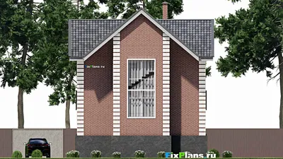 Проект дома с мансардой 10 на 11, площадью 180 м² с балконом, цокольным этажом и 4 спальнями — фасад 6