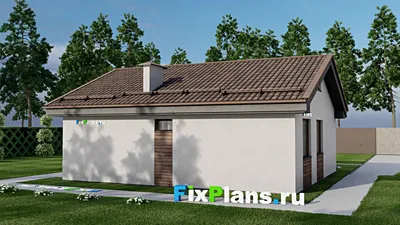 Проект одноэтажного дома 11 на 11, площадью 80 м² с 2 спальнями — фасад 2