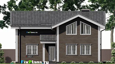 Проект дома с мансардой 13 на 14, площадью 180 м² с 4 спальнями — фасад 3