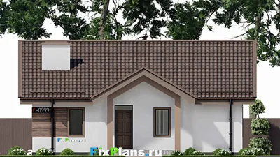 Проект одноэтажного дома 11 на 12, площадью 90 м² с 3 спальнями — фасад 3
