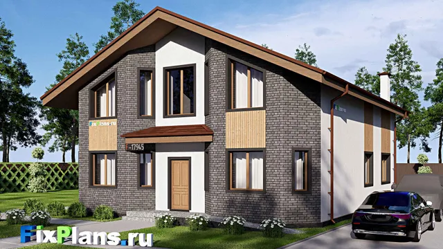 Проект дома с мансардой 12 на 18, площадью 220 м² с террасой и 5 спальнями
