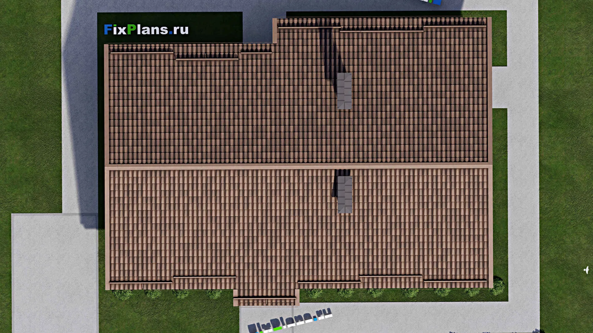 F-9494 - Проект одноэтажного дома 13 на 18, площадью 260 м² с террасой, цокольным этажом и 2 спальнями