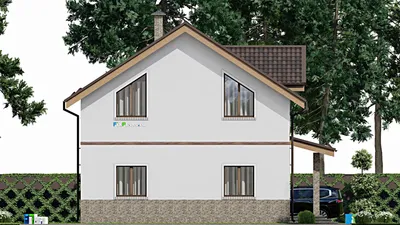 Проект дома с мансардой 12 на 13, площадью 180 м² с 5 спальнями — фасад 4