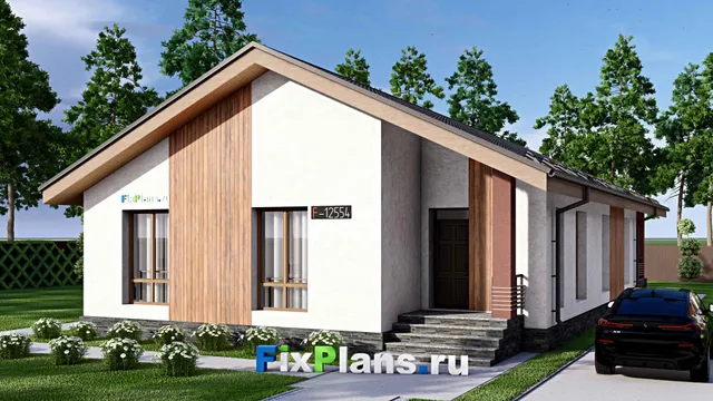 Проект одноэтажного дома 12 на 13, площадью 200 м² с террасой и 5 спальнями