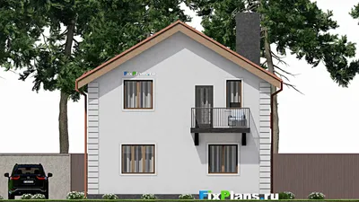 Проект дома с мансардой 9 на 10, площадью 250 м² с балконом и 3 спальнями — фасад 6