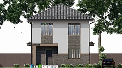 Проект двухэтажного дома 9 на 16, площадью 160 м² с террасой и 3 спальнями — фасад 3