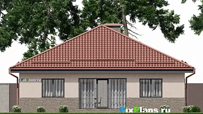Проект одноэтажного дома 13 на 13, площадью 150 м² с 4 спальнями — фасад 6
