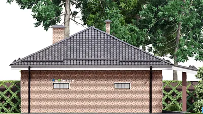 Проект одноэтажного дома 12 на 20, площадью 180 м² с гаражом на 2 машины и 4 спальнями — фасад 4