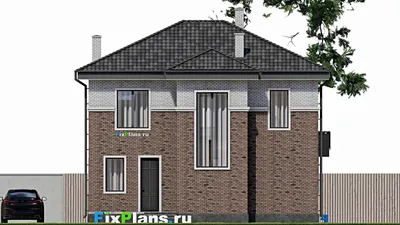 Проект двухэтажного дома 11 на 15, площадью 160 м² с террасой и 4 спальнями — фасад 4