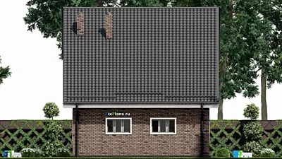 Проект дома с мансардой 9 на 16, площадью 190 м² с террасой, гаражом на 1 машину и 4 спальнями — фасад 4