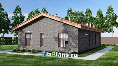 Проект одноэтажного дома 10 на 16, площадью 130 м² с террасой и 3 спальнями — фасад 2