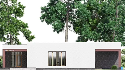 Проект одноэтажного дома 21 на 22, площадью 280 м² с террасой, гаражом на 2 машины и 3 спальнями — фасад 4