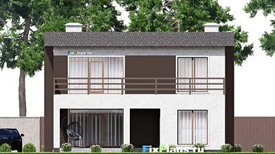Проект двухэтажного дома 12 на 17, площадью 290 м² с террасой, балконом и 3 спальнями — фасад 6