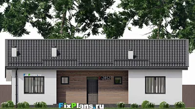 Проект одноэтажного дома 10 на 15, площадью 130 м² с террасой и 3 спальнями (F-2852) — фасад 3