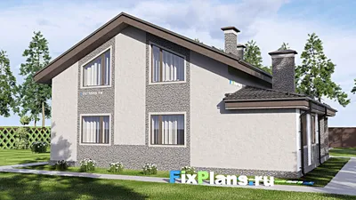 Проект дома с мансардой 14 на 15, площадью 220 м² с 4 спальнями — фасад 2