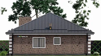 Проект одноэтажного дома 13 на 14, площадью 150 м² с террасой и 3 спальнями — фасад 5