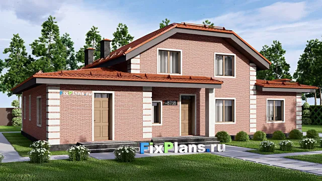 Проект дома с мансардой 15 на 18, площадью 480 м² с террасой и 9 спальнями