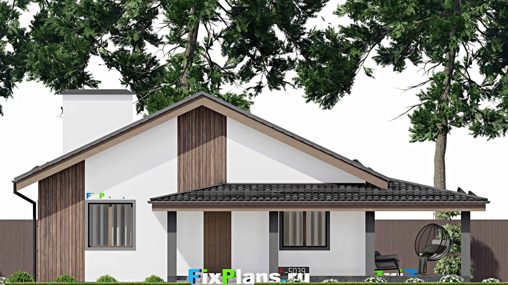 F-5039 - Проект одноэтажного дома 11 на 17, площадью 180 м² с террасой и 3 спальнями