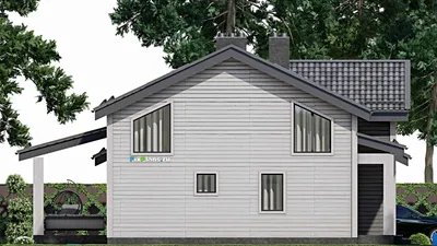 Проект дома с мансардой 12 на 13, площадью 190 м² с 5 спальнями — фасад 4