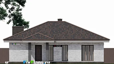 Проект одноэтажного дома 12 на 14, площадью 150 м² с террасой и 3 спальнями (F-1232) — фасад 3