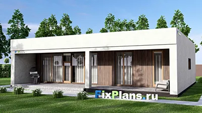 Проект одноэтажного дома 15 на 16, площадью 190 м² с террасой и 3 спальнями (F-12932) — фасад 2