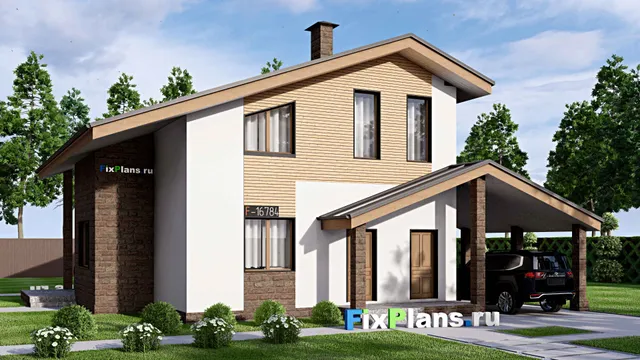 Проект дома с мансардой 13 на 16, площадью 170 м² с террасой и 6 спальнями