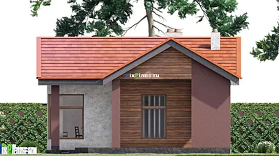 Проект бани 9 на 10, площадью 60 м² с комнатой отдыха, терассой и санузлом (F-14966) — фасад 5