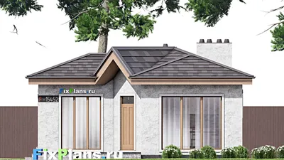 Проект бани 9 на 9, площадью 60 м² с комнатой отдыха, терассой и санузлом — фасад 3