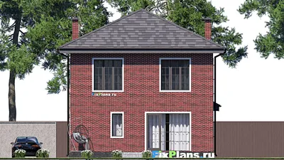 Проект двухэтажного дома 9 на 18, площадью 220 м² с террасой, балконом и 4 спальнями — фасад 6