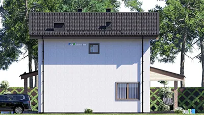 Проект двухэтажного дома 10 на 14, площадью 150 м² с террасой и 4 спальнями — фасад 5
