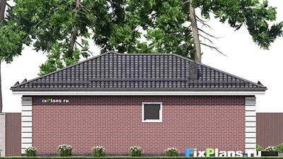 Проект бани 14 на 17, площадью 130 м² с комнатой отдыха, терассой и санузлом — фасад 6