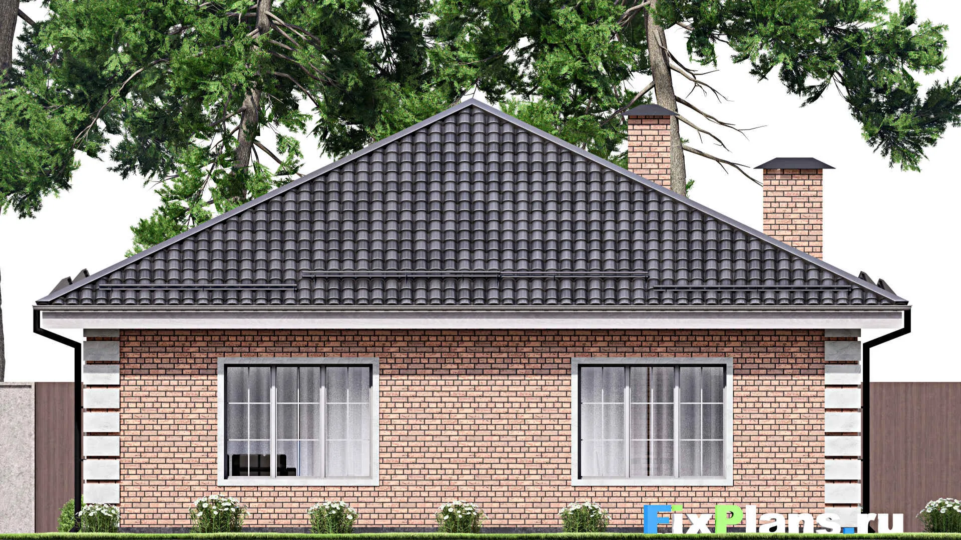 F-12896 - Проект одноэтажного дома 12 на 14, площадью 120 м² с 3 спальнями