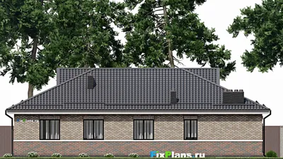 Проект одноэтажного дома 12 на 18, площадью 170 м² с 3 спальнями — фасад 6