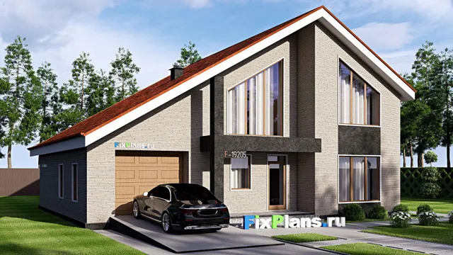 Проект дома с мансардой 15 на 16, площадью 260 м² с террасой, балконом, гаражом на 1 машину и 5 спальнями