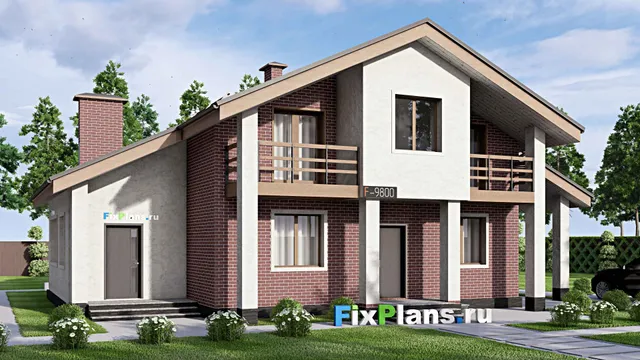 Проект дома с мансардой 14 на 17, площадью 220 м² с балконом и 4 спальнями