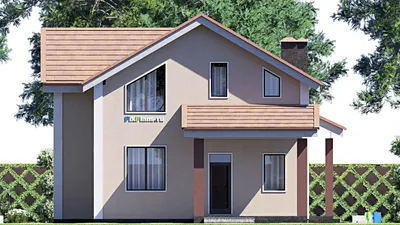 Проект дома с мансардой 12 на 14, площадью 160 м² с 5 спальнями — фасад 5