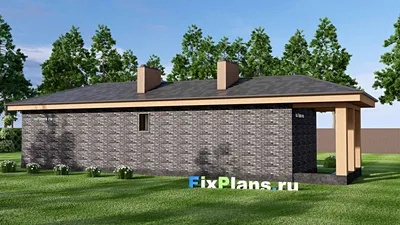 Проект бани 9 на 16, площадью 170 м² с комнатой отдыха, бассейном и санузлом — фасад 2