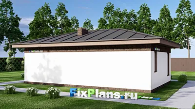 Проект бани 9 на 12, площадью 70 м² с комнатой отдыха, бассейном и санузлом — фасад 2