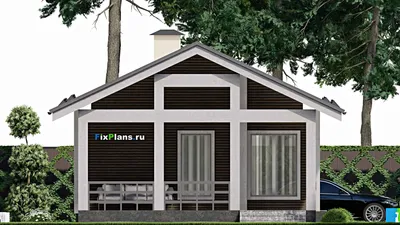 Проект бани 8 на 11, площадью 70 м² с комнатой отдыха, терассой и санузлом (F-11510) — фасад 4