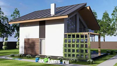 Проект дома с мансардой 11 на 13, площадью 160 м² с террасой, балконом и 3 спальнями — фасад 2