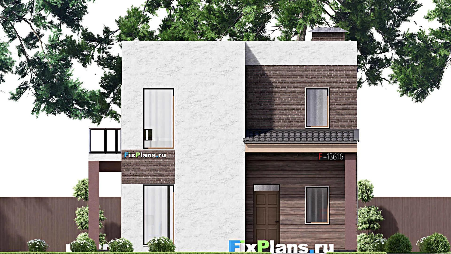 F-13616 - Проект двухэтажного дома 10 на 14, площадью 200 м² с террасой, балконом и 3 спальнями