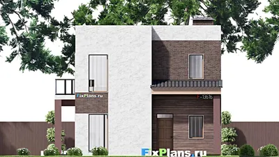Проект двухэтажного дома 10 на 14, площадью 200 м² с террасой, балконом и 3 спальнями — фасад 3