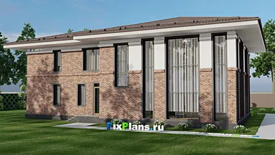 Проект двухэтажного дома 17 на 21, площадью 310 м² с 4 спальнями — фасад 2