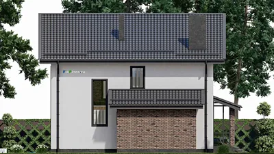 Проект двухэтажного дома 11 на 12, площадью 150 м² с баней и 4 спальнями — фасад 4