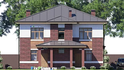 Проект двухэтажного дома 13 на 18, площадью 280 м² с 2 спальнями — фасад 3