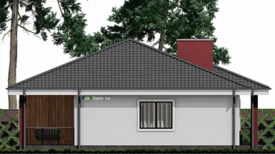 Проект одноэтажного дома 12 на 20, площадью 180 м² с террасой, гаражом на 1 машину и 3 спальнями (F-0269) — фасад 4