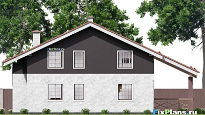 Проект дома с мансардой 13 на 17, площадью 260 м² с террасой, балконом и 4 спальнями — фасад 6