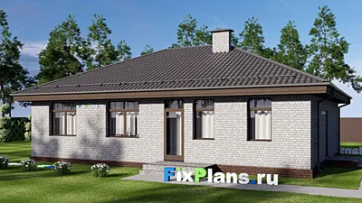 Проект одноэтажного дома 13 на 16, площадью 130 м² с 3 спальнями — фасад 2